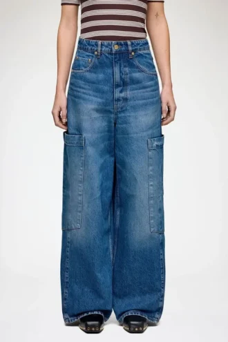 Baggy Cargo Jeans in Rigid Denim