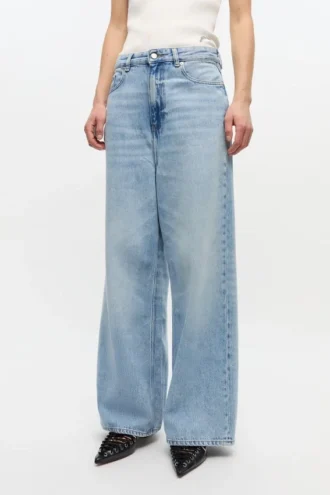 Baggy Wide Jeans in Light Blue Denim