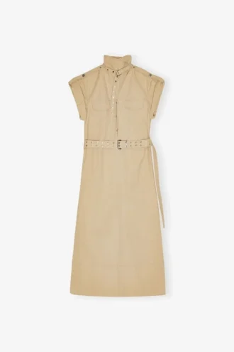 Beige Stretch Cotton Dress