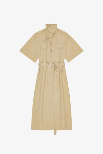 Beige Stretch Cotton Dress