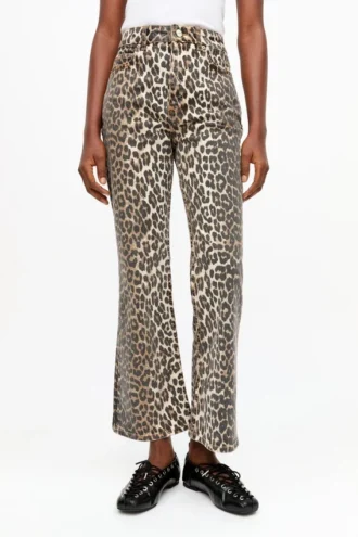 Betzy Cropped Jeans in Leopard Print
