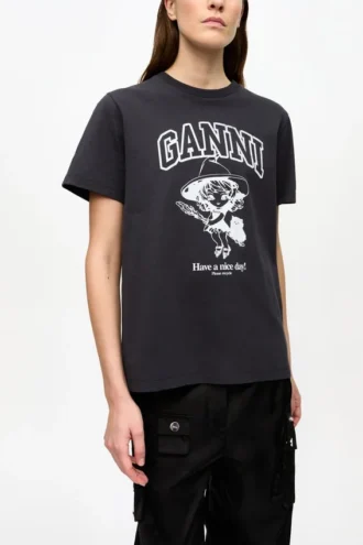 Black Basic Cotton Witch Relaxed T-shirt