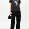 Black Basic Cotton Witch Relaxed T-shirt