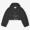 Black Bonded Cotton Short Trench Jacket