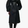 Black Bonded Cotton Trench Coat