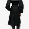 Black Bonded Cotton Trench Coat