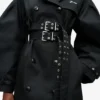 Black Bonded Cotton Trench Coat
