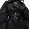 Black Bonded Cotton Trench Coat