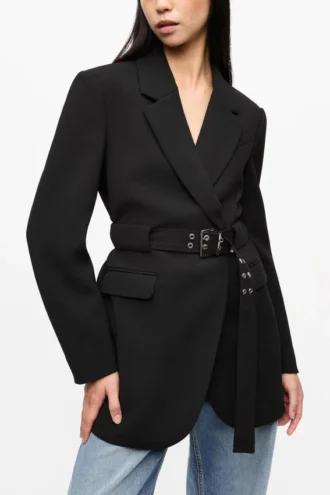 Black Bonded Crepe Blazer