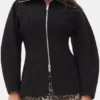 Black Bonded Crepe Curve Sleeve Jacket