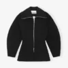 Black Bonded Crepe Curve Sleeve Jacket