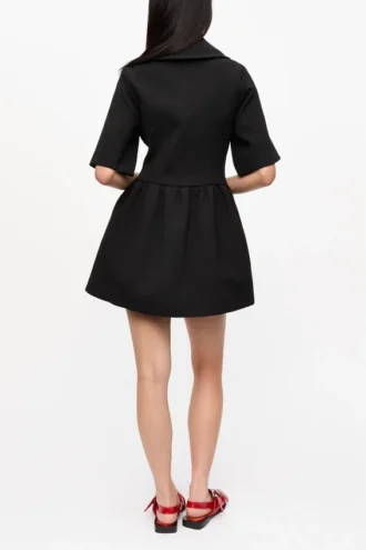 Black Bonded Crepe Mini Dress