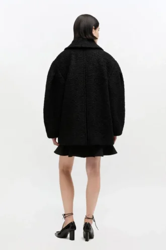 Black Boucle Midi Coat
