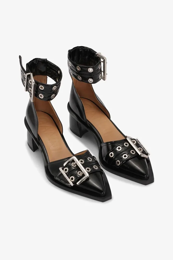 Black Chunky Buckle Open Cut Pumps Black Chunky Buckle Open Cut Pumps
