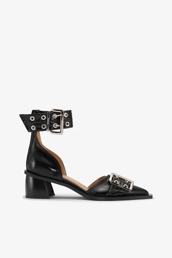 Black Chunky Buckle Open Cut Pumps Black Chunky Buckle Open Cut Pumps