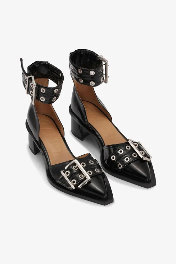 Black Chunky Buckle Open Cut Pumps Black Chunky Buckle Open Cut Pumps