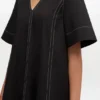 Black Cotton A-line Dress