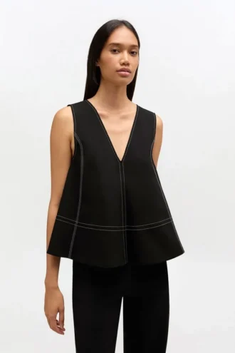 Black Cotton A-line Top
