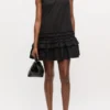 Black Cotton Poplin Mini Dress