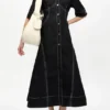 Black Cotton Poplin Shirt Dress
