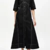 Black Cotton Poplin Shirt Dress