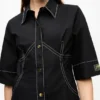 Black Cotton Poplin Shirt Dress