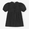 Black Cotton Poplin Tie String Mini Dress