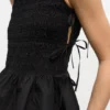 Black Cotton Smock Tie Top