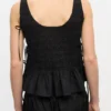 Black Cotton Smock Tie Top
