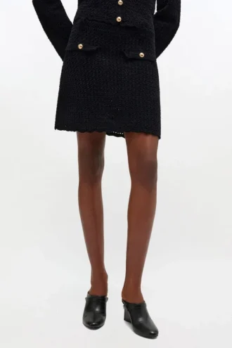 Black Crochet Mini Skirt