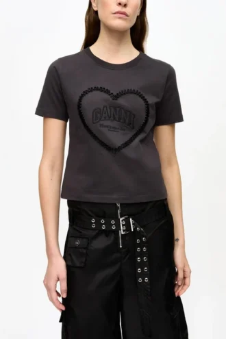 Black Cropped Heart T-shirt