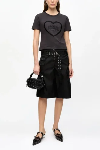Black Cropped Heart T-shirt