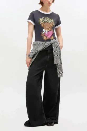 Black Cropped Teddy T-shirt