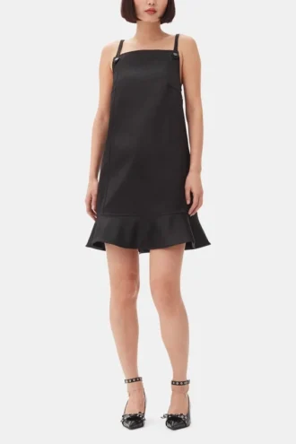 Black Duchesse Satin Mini Dress