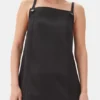 Black Duchesse Satin Mini Dress