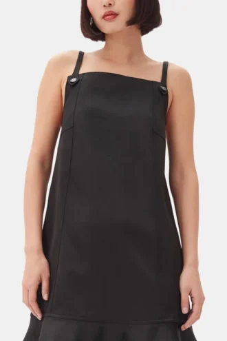 Black Duchesse Satin Mini Dress