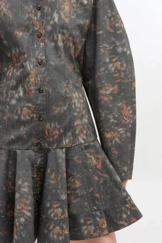Black Floral Shirt Dress