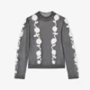 Black Flower Crochet Turtleneck