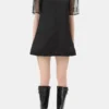 Black Fringed Organza Mini Dress