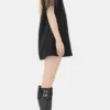 Black Fringed Organza Mini Dress