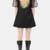 Black Fringed Organza Mini Dress