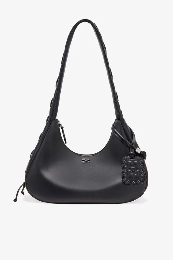 Black Medium Laces Hobo Bag Black Medium Laces Hobo Bag