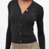 Black Mini Ribbed Merino Cardigan