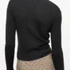 Black Mini Ribbed Merino Cardigan