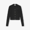 Black Mini Ribbed Merino Cardigan