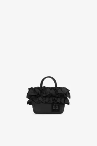 Black Mini Ruffle Tote