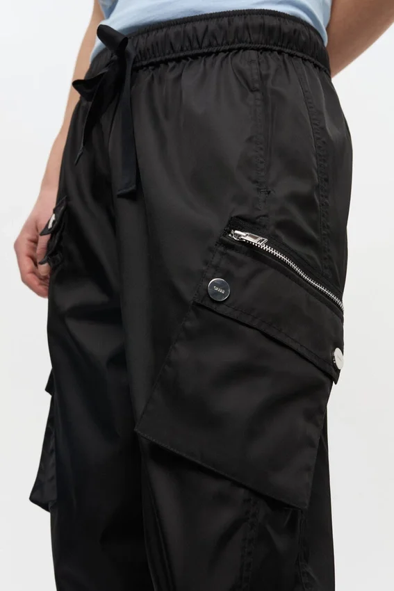 Black Nylon Elasticated Pants Black Nylon Elasticated Pants