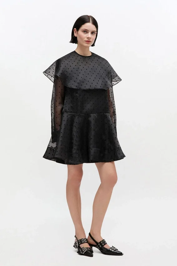 Black Organza Circle Collar Dress Black Organza Circle Collar Dress