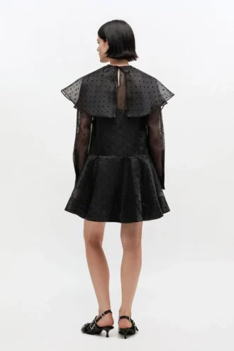 Black Organza Circle Collar Dress