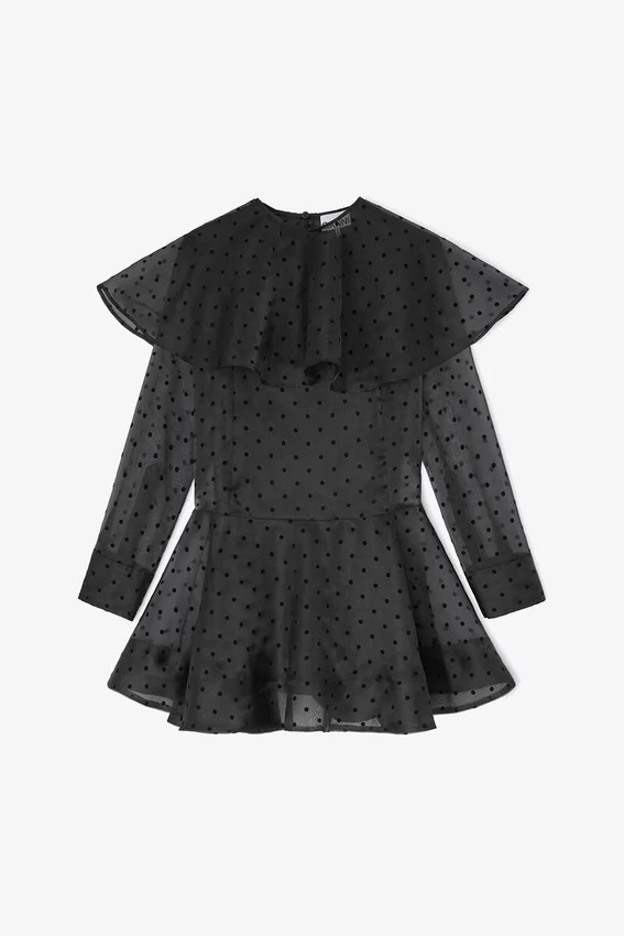 Black Organza Circle Collar Dress Black Organza Circle Collar Dress